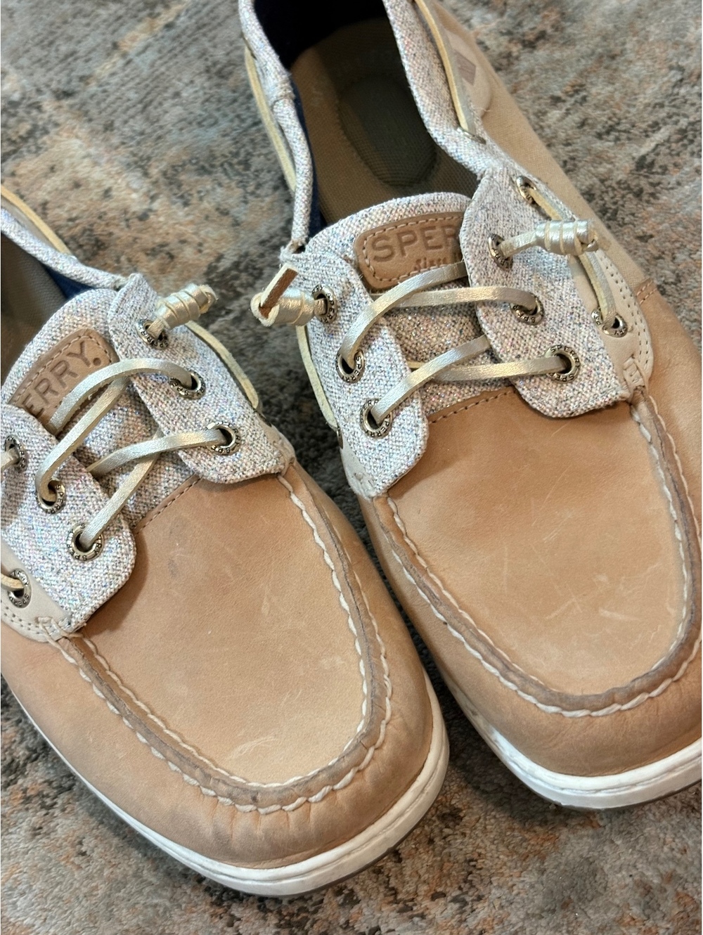 Sperry Top-Sider Women's Rosefish Slip-On Boat Shoe - Linen / Oat / Sparkle W9.5